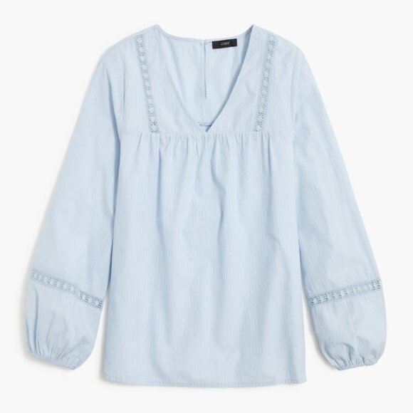 J Crew Women's Light Blue Blouse Lightweight Embroidered Women's Size Large - Picture 2 of 8